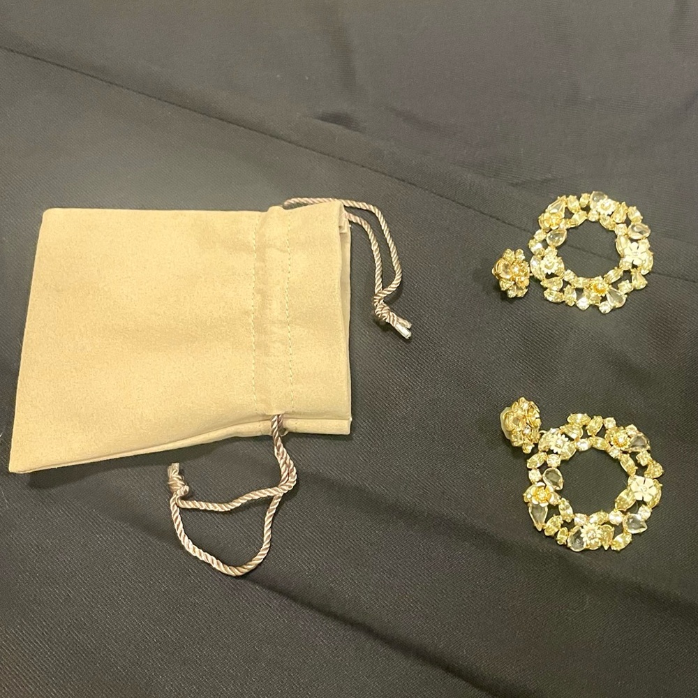 J. Crew Crystal Gold Floral Earrings